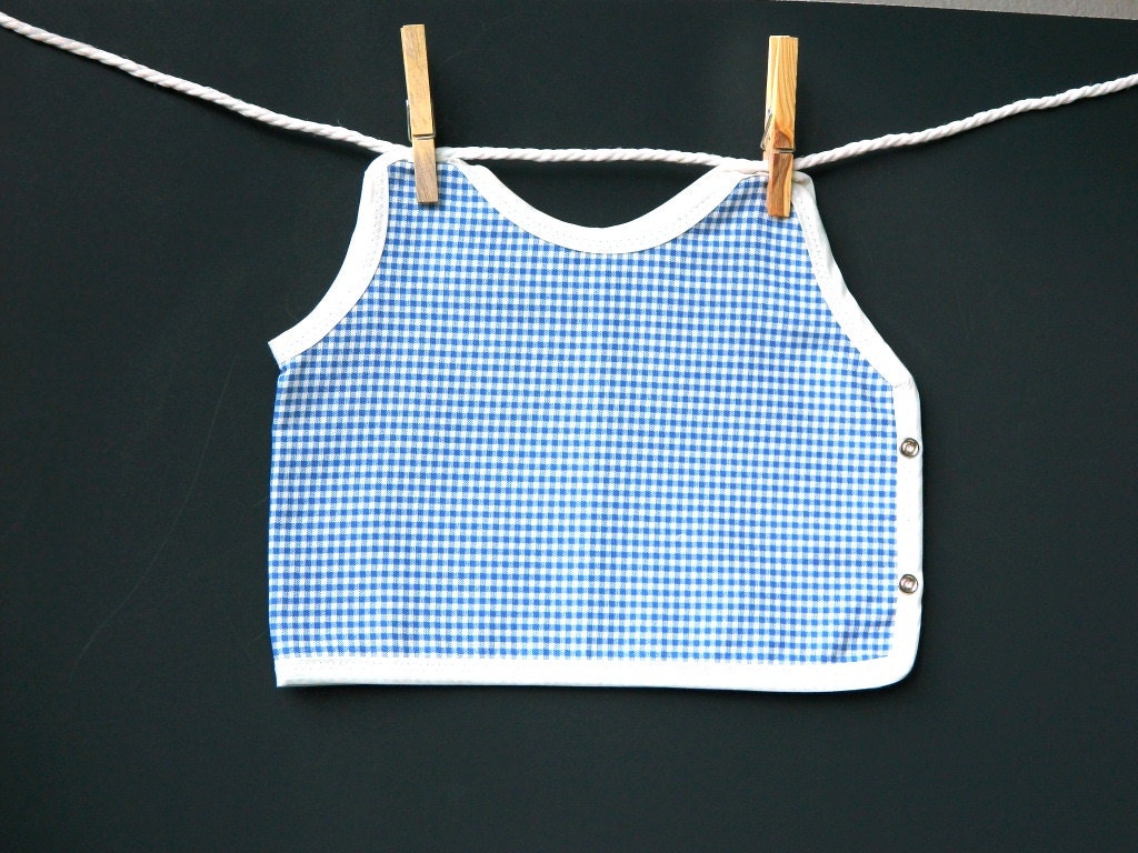 Blue Gingham Baby and Toddler Bib Blue White Check Feeding
