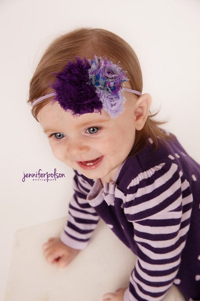 Skinny Headband with royal purple, lavendar, & stripes. Photo Prop Baby Infant Newborn Toddlers Girls Women