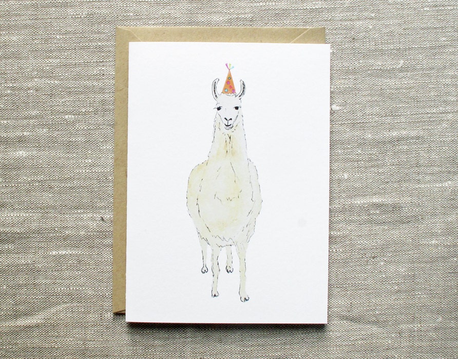 Llama Birthday Card.  Happy Birthday Card.