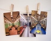 ON SALE - Vintage Subway Car Note Cards, Set of 5, New York Photography, NYC Photo Greeting Cards