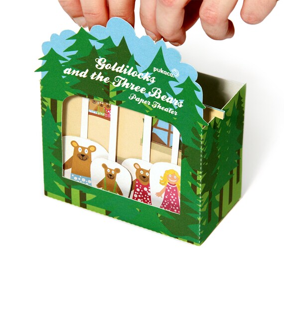 Goldilocks and the Three Bears Paper Theater - Printable PDF Toy - DIY Craft Kit Paper Toy with free Paper Finger Puppets - Party Favor