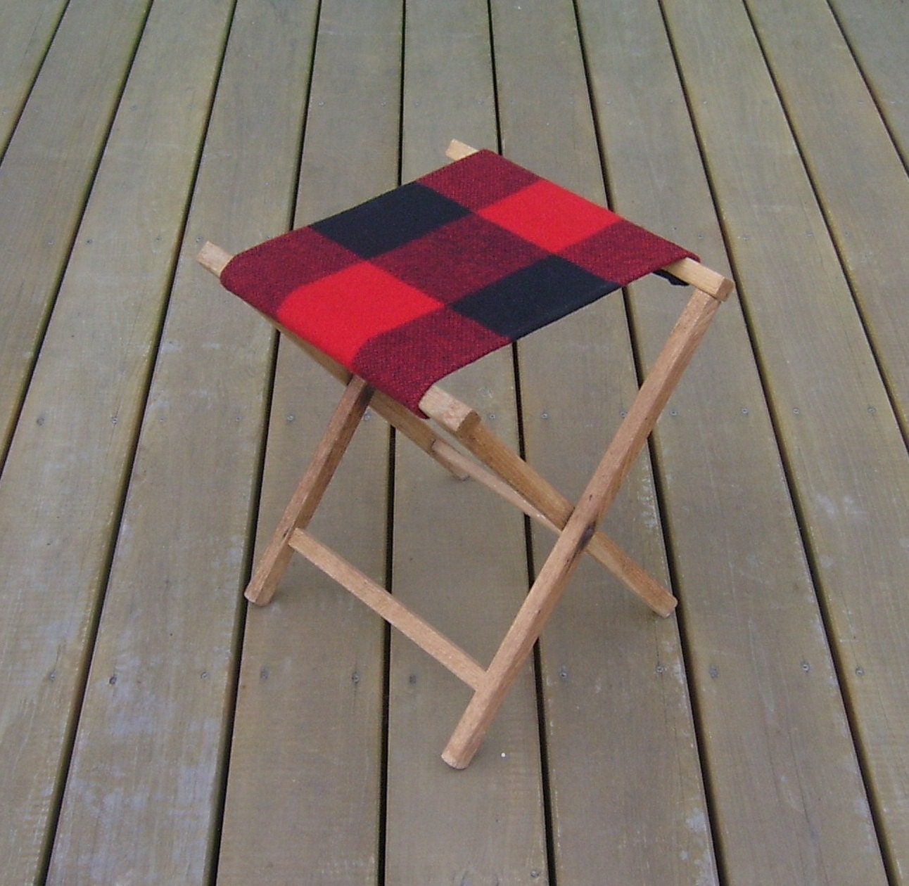 Vintage Camp Stool, Wool Seat