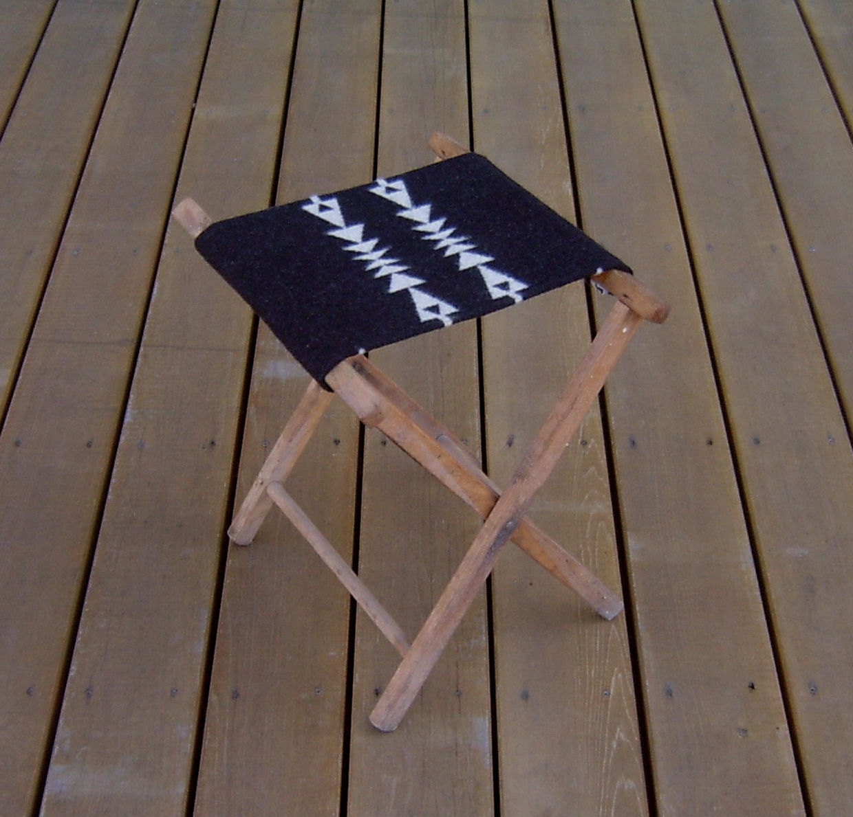 Vintage Camp Stool, Pendleton Wool Seat