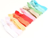 Cloth Hair Ties (10) Grab Bag - Ribbon Hair Bands, Bracelets - Women's Hair Accessories - Boho No Crease Hair Ties - Emi Jay Like Hair Ties