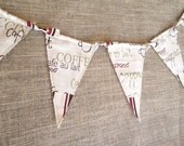coffee banner, coffee lover, cafe au lait, cappuccino, expresso, up cycled OOAK, rustic pennant banner, Ready to Ship