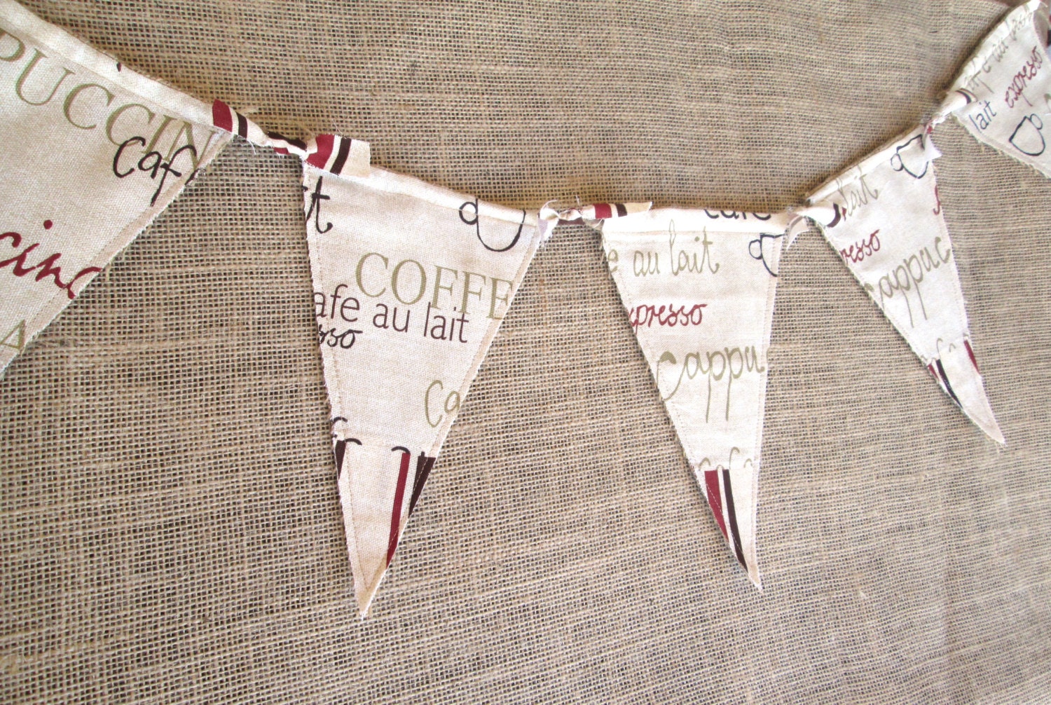 coffee banner, coffee lover, cafe au lait, cappuccino, expresso, up cycled OOAK, rustic pennant banner, Ready to Ship