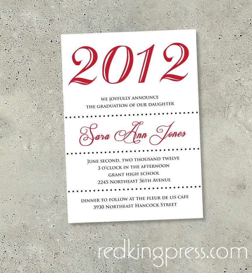 Printable PDF Graduation Invitation, 2012