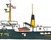 sandy hook pilot boat New York: ship print / nautical illustration