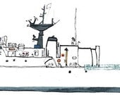 USCGC Escanaba (WMEC-907) : nautical print / ship illustration