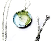 Rome Map necklace, upcycled map pendant on silver chain.