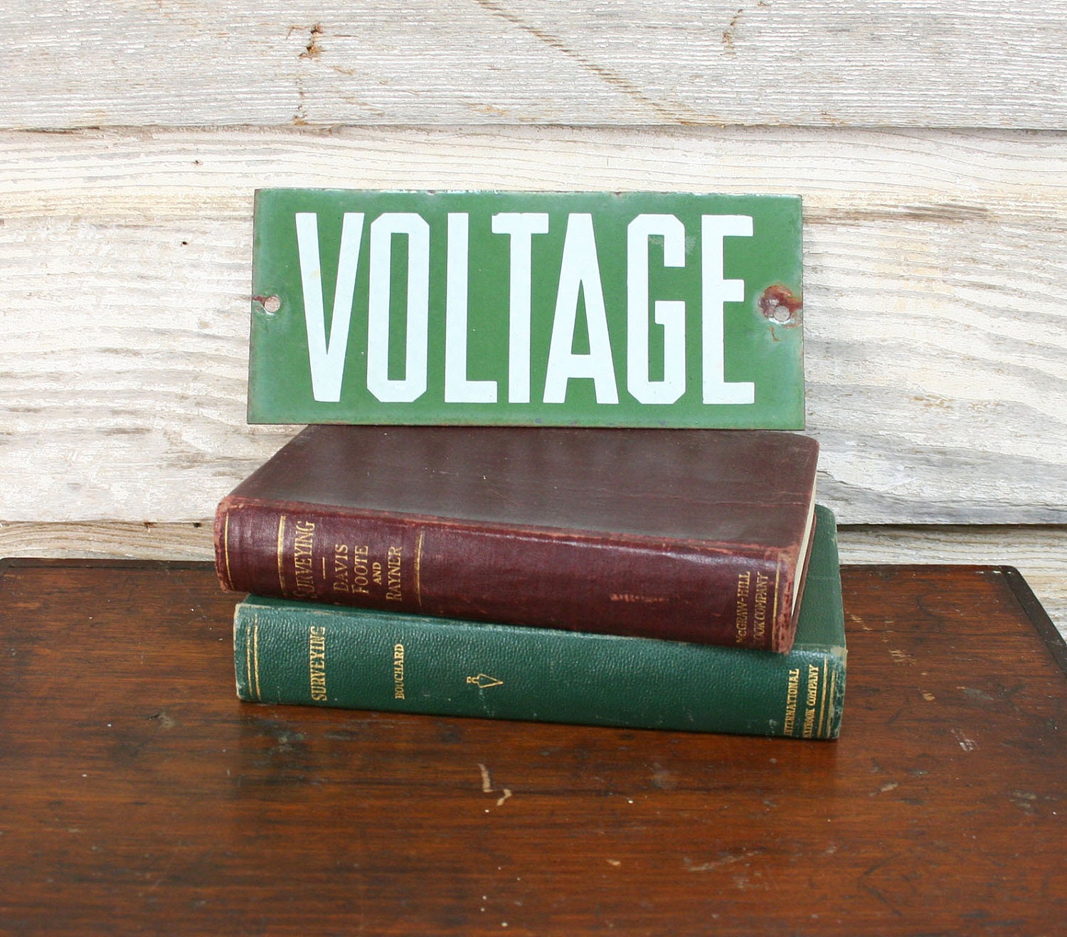 Vintage Industrial Voltage Sign -- Enamel Electric Fence Sign