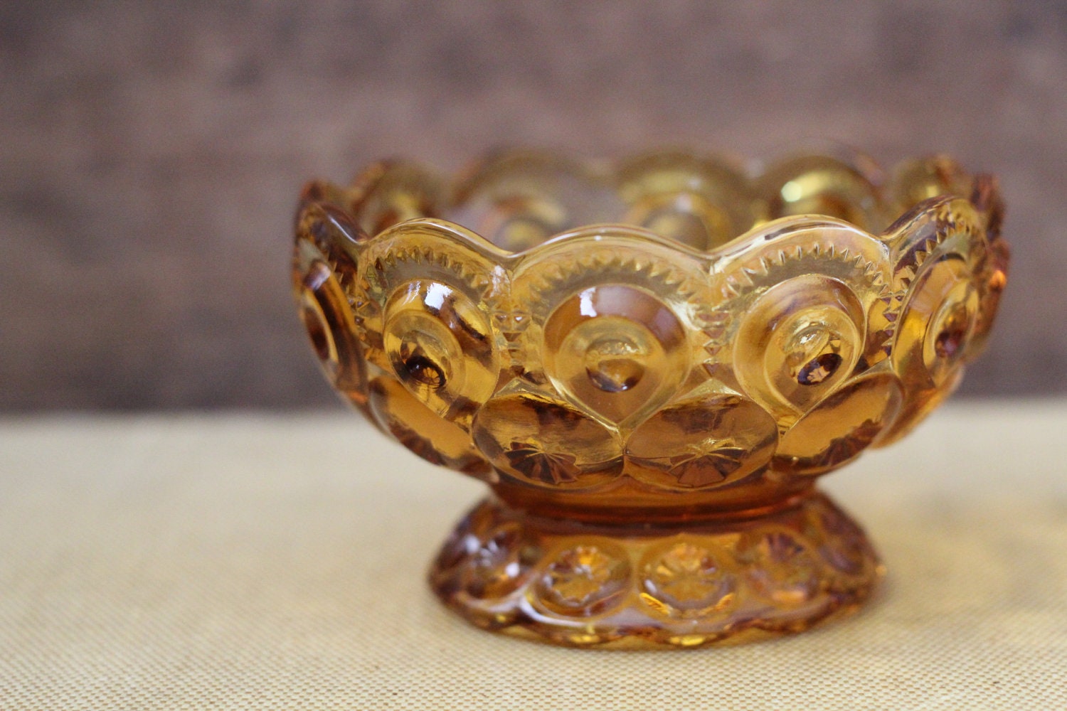 Vintage Yellow Glass Pedestal Dish