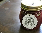Wedding favor tags, canning tags, 25. Jam Packed with Love design, hearts and berries. Perfect for jam jar favors.