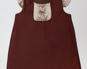 My Vintage Baby - Brown and Floral Dress with Ruffle Sleeves Size 12 months