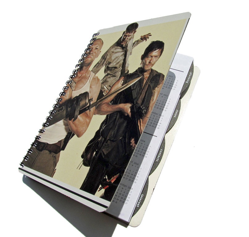 Daryl Dixon Walking Dead 2013 / 2014 Daily Planner UpCycled Agenda Zombies Merle Brothers