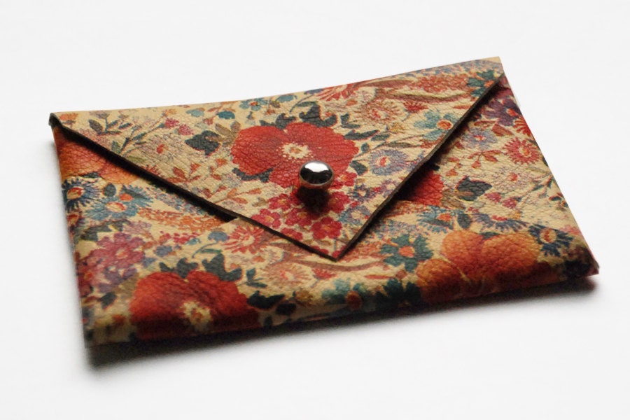Select Floral Leather Envelope Card Holder