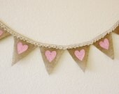 HEARTS Burlap Bunting, Banner, Photo Prop, Wedding Decor
