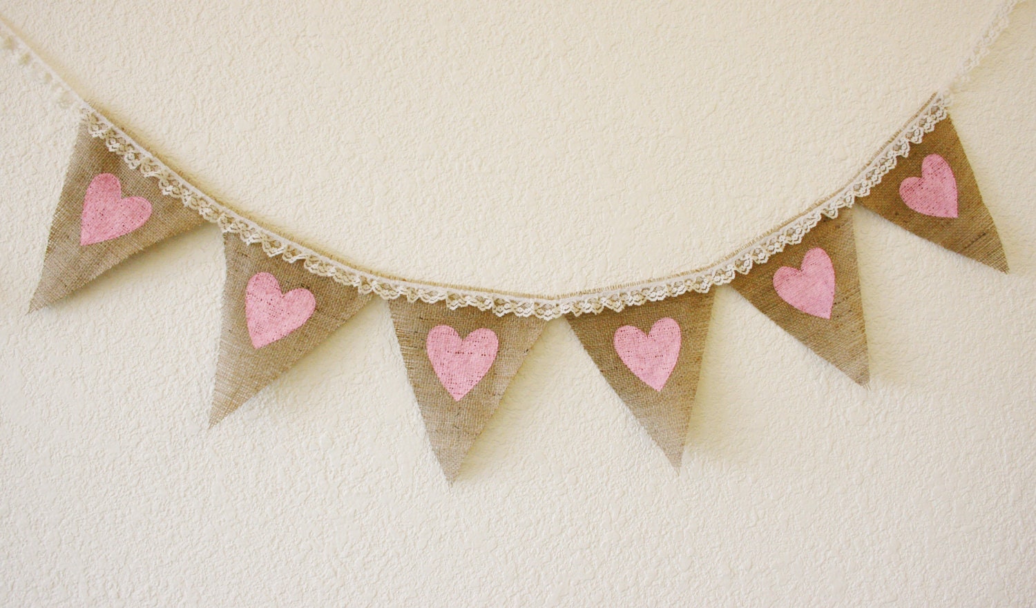HEARTS Burlap Bunting, Banner, Photo Prop, Wedding Decor