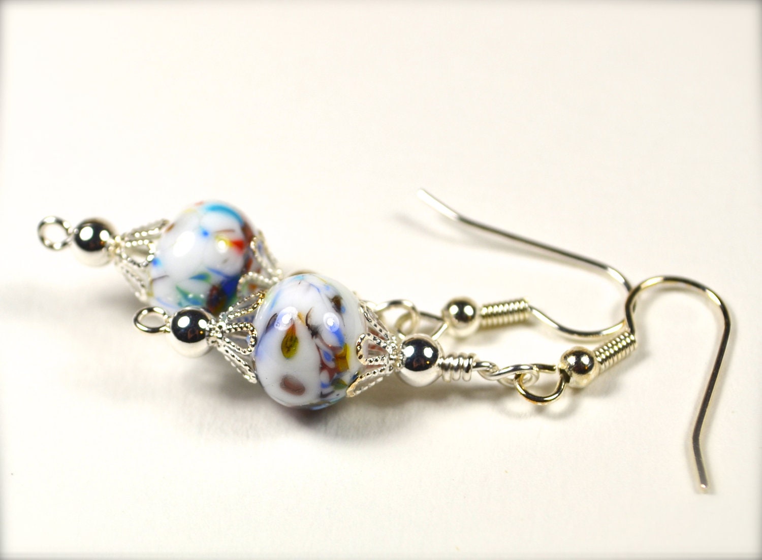 RESERVED for Julie S Handmade Lampwork Glass Bead Earrings: anniversary birthday holiday Christmas jewelry gift