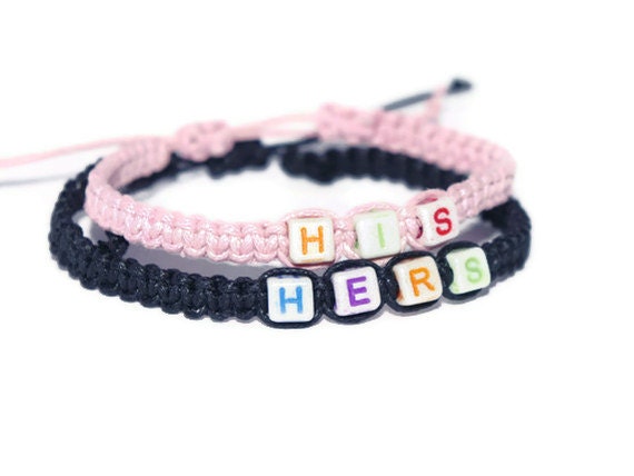 Hers and His Couple Hemb Bracelets - Valentine's Day Gift  - Friendship Bracelet - Black, Pink Bracelets