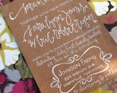 Calligraphy Wedding Invitations Kraft Paper - Cowgirl