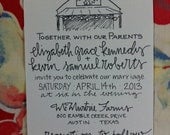 Farm Wedding Custom Calligraphy Invitation RSVP Card