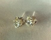 3mm Genuine Moissanites in Magnifying Buttercup Sterling Silver Studs
