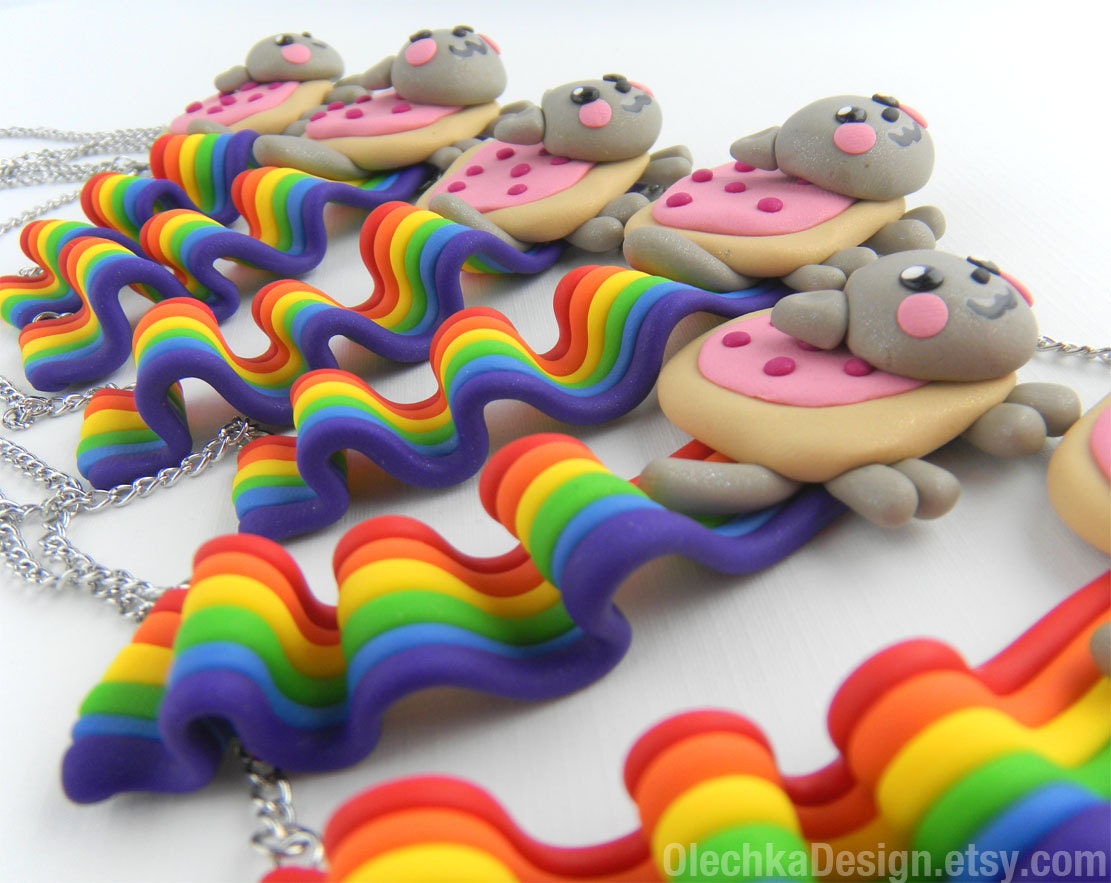 Nyan Cat Necklace, Geek Jewelry, Hand Made