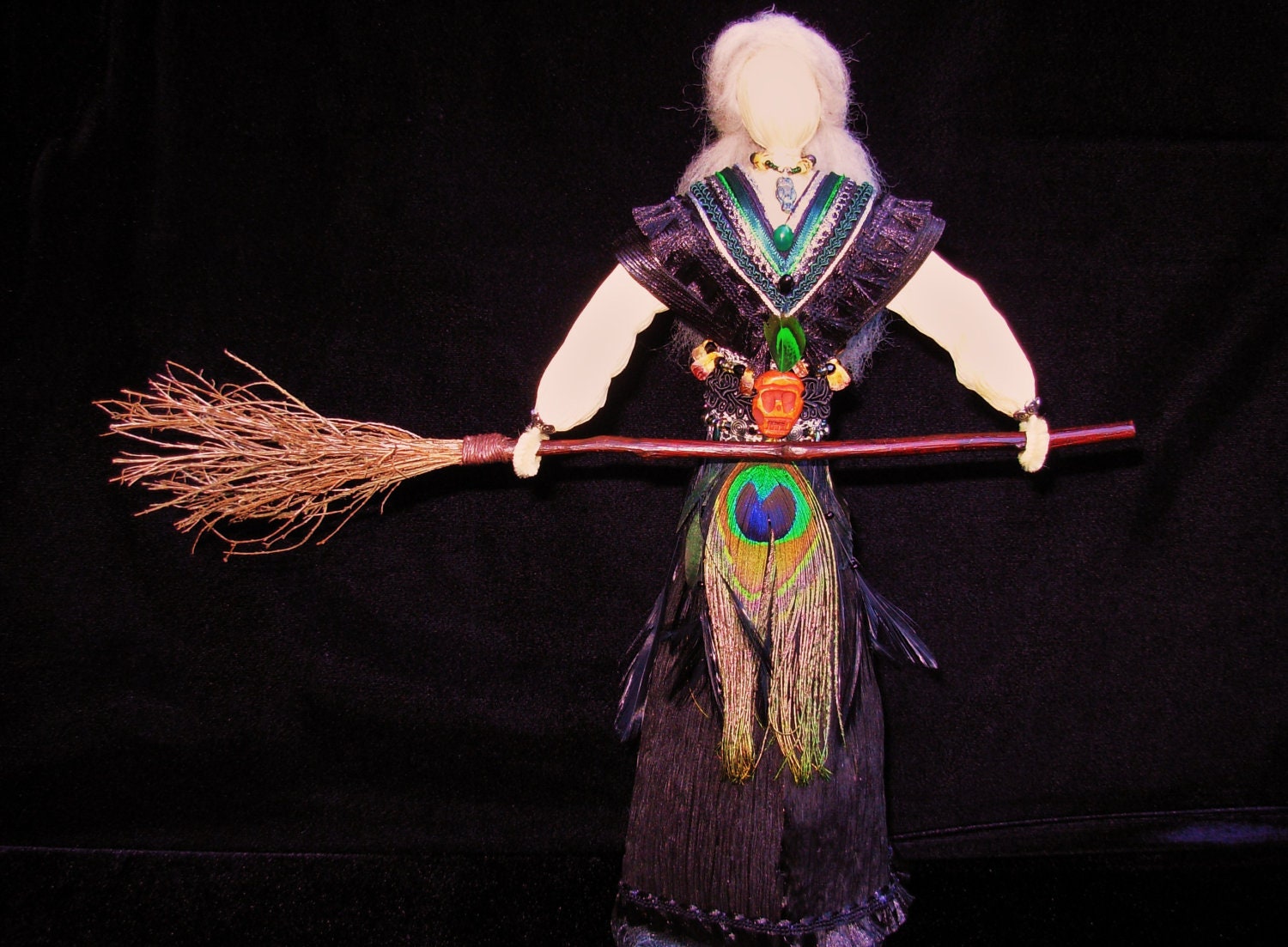 Black, Green and Silver Feather-broom Crone