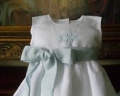 Baby and Toddler Girl White Linen Dress with Hemstitching Monogrammed  Birthday, Beach Portrait Dress