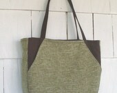 Green Tweed Front Pocket Tote bag- the 'Iris'