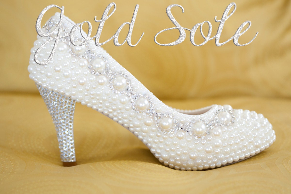 Pearl Wedding Shoes with Swarovski Crystals