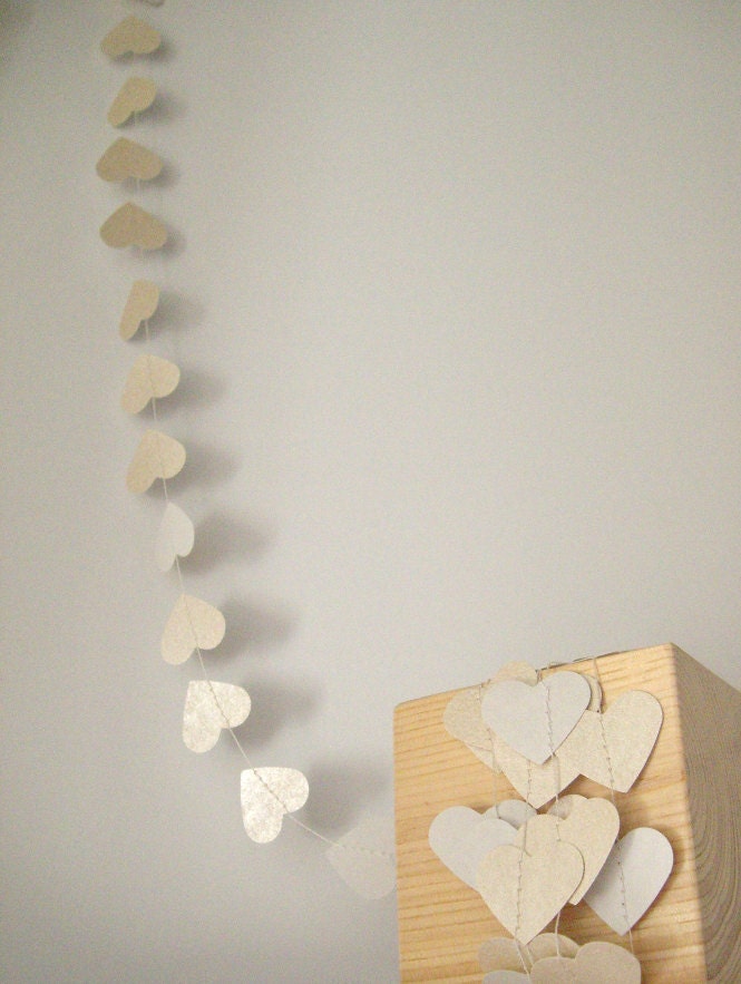 Gold champagne wedding garland, gold champagne metallic hearts paper garland, kids room decor, nursery decoration, party decor