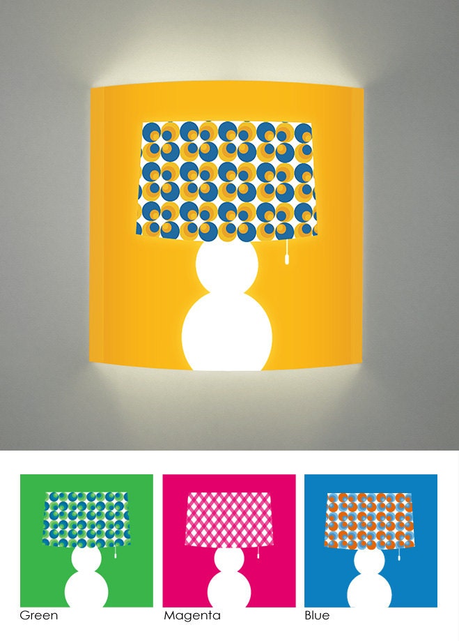 Wall sconce - Lamp silhouette retro design in various colors and textures, fun wall art, mood lighting.