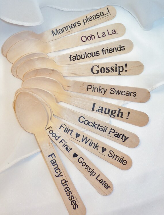 Sorority Row GIRLFRIENDS Wood Spoons 18 HAND STAMPED Words Custom Favors , Ice Cream Spoons, Eco Friendly Il_570xn