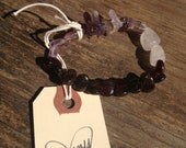 Amethyst and Rose Quartz Gemstone Bracelet, Handmade, Stackable, Healing, Beautiful