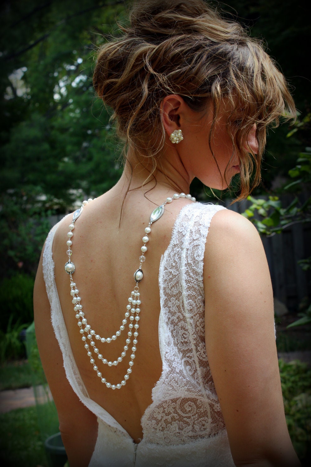 Backdrop Necklace-Pearl Necklace-Wedding Jewelry-Vintage Wedding-Bridal Necklace-Wedding Necklace-Dream Day Designs
