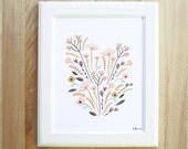 bloom art print 8 x 10 floral bouquet illustration in spring colors with white background