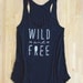 Wild and Free Racerback Tank in triblend black blue tan american apparel screen printed eco-friendly water based inks tribal geometric print