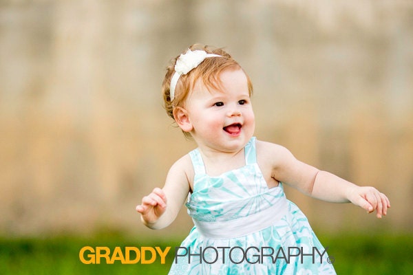 Mint Green Baby Headband - Shabby Chic Headband - Newborn Infant Toddler Headband - Flower Headband