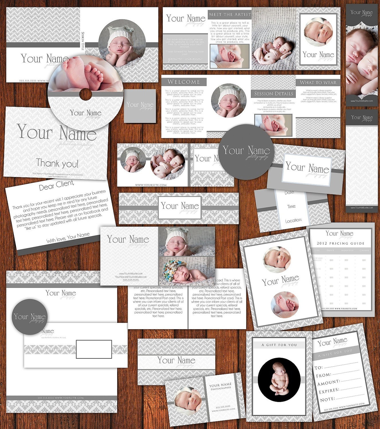 INSTANT DOWNLOAD 25 PIECE Business Marketing Set Photography Marketing Set Business Branding Templates, business forms photography Chevron