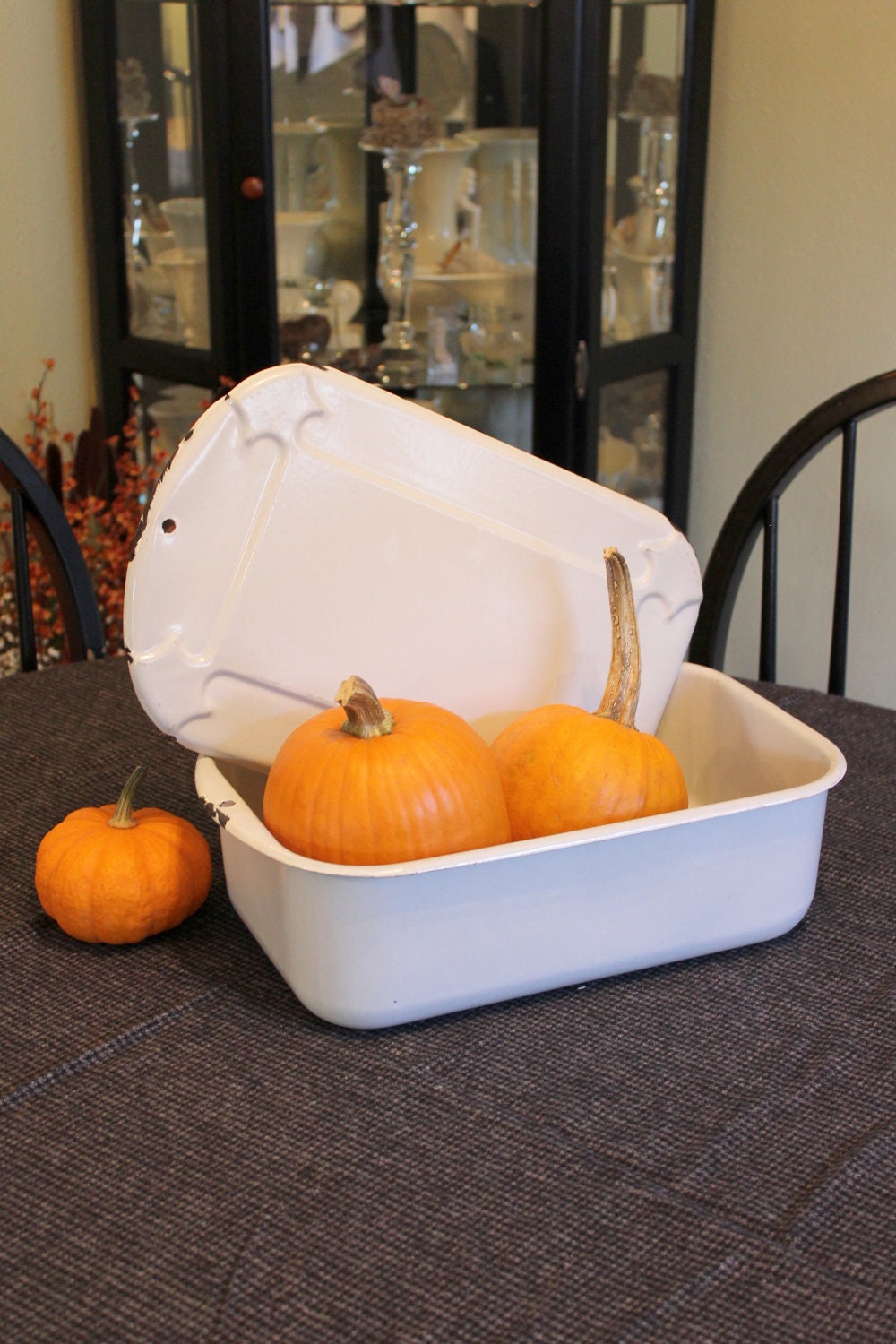 Put a Lid On It: Vintage White Enamelware Refrigerator Box with Unique Lid