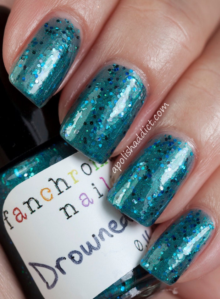 Drowned God Nail Polish - teal shimmer with holographic glitter