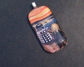 Doctor Who, Dalek, Edvard Munch's Scream, Glass Tile necklace. 24" Silver plated Chain. Photo Art