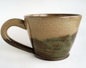 Brown pottery soup mug: Handmade stoneware cup