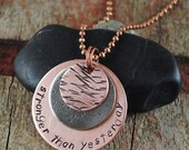 Strength Necklace in Copper and Nickel Reads "Stronger Than Yesterday" on a Ball Chain Necklace for Runners