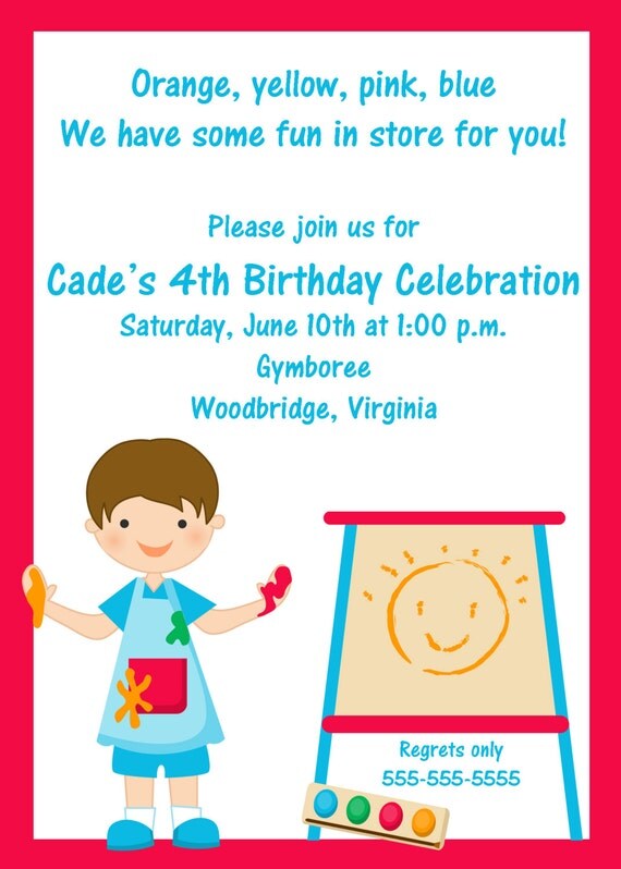 Printable Art Birthday Invitation - Boy Il_570xn