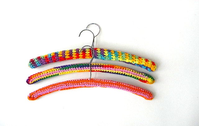 vintage colorful afghan hangers set of 3
