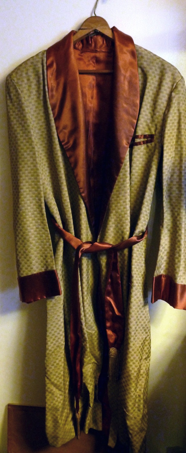 Men's 1950s Smoking Jacket robe vintage robe 1950s by katzklutter