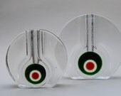 2 Op-Art glass solifleurs designed by Walther Design in the 1970's